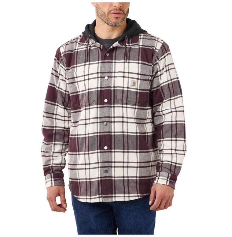 muži robustní flex uvolněný střih flanel fleece podšitá košile s kapucí jac Carhartt 8BL8V21 jilm
