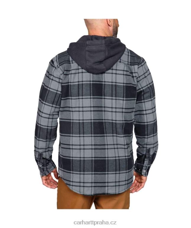 muži robustní flex uvolněný střih flanel fleece podšitá košile s kapucí jac Carhartt 8BL8V21 jilm