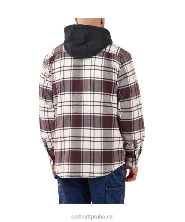 muži robustní flex uvolněný střih flanel fleece podšitá košile s kapucí jac Carhartt 8BL8V21 jilm