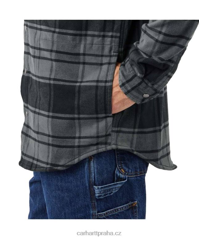 muži robustní flex uvolněný střih flanel fleece podšitá košile s kapucí jac Carhartt 8BL8V21 jilm