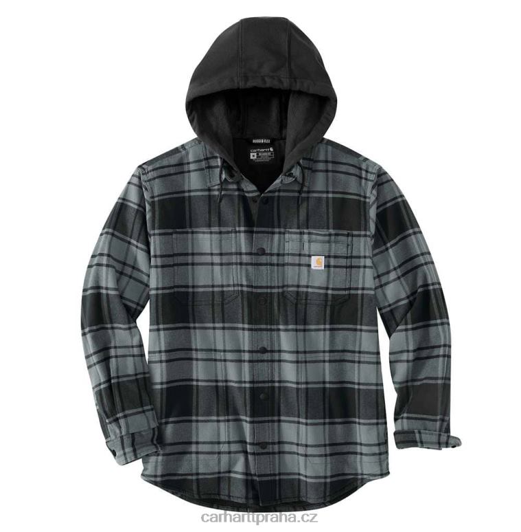 muži robustní flex uvolněný střih flanel fleece podšitá košile s kapucí jac Carhartt 8BL8V21 jilm