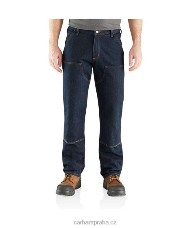 muži robustní flex uvolněný střih užitkové džíny s dvojitým předním dílem Carhartt 8BL8V65 erie