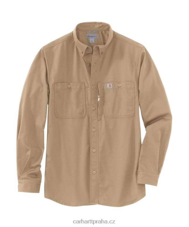 muži robustní profesionální série uvolněná plátěná pracovní košile s dlouhým rukávem Carhartt 8BL8V114 Černá