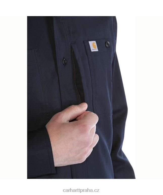 muži robustní profesionální série uvolněná plátěná pracovní košile s dlouhým rukávem Carhartt 8BL8V114 Černá