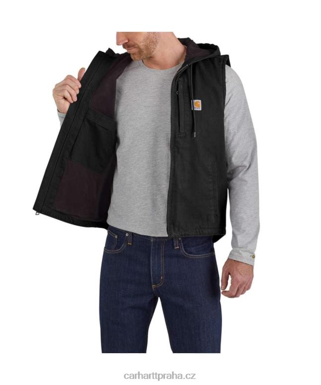 muži sepraná kachní vesta s kapucí v uvolněném střihu Carhartt 8BL8V106 Černá