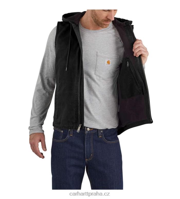 muži sepraná kachní vesta s kapucí v uvolněném střihu Carhartt 8BL8V106 Černá