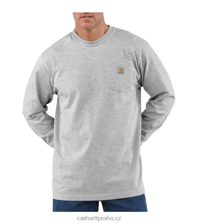 muži tričko volného střihu těžké váhy s dlouhým rukávem a kapsou Carhartt 8BL8V123 Černá
