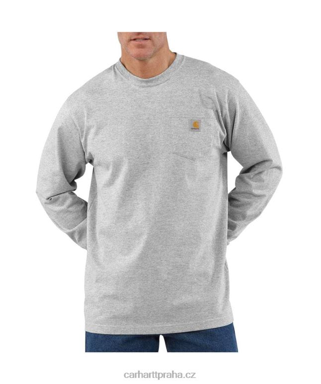 muži tričko volného střihu těžké váhy s dlouhým rukávem a kapsou Carhartt 8BL8V123 Černá