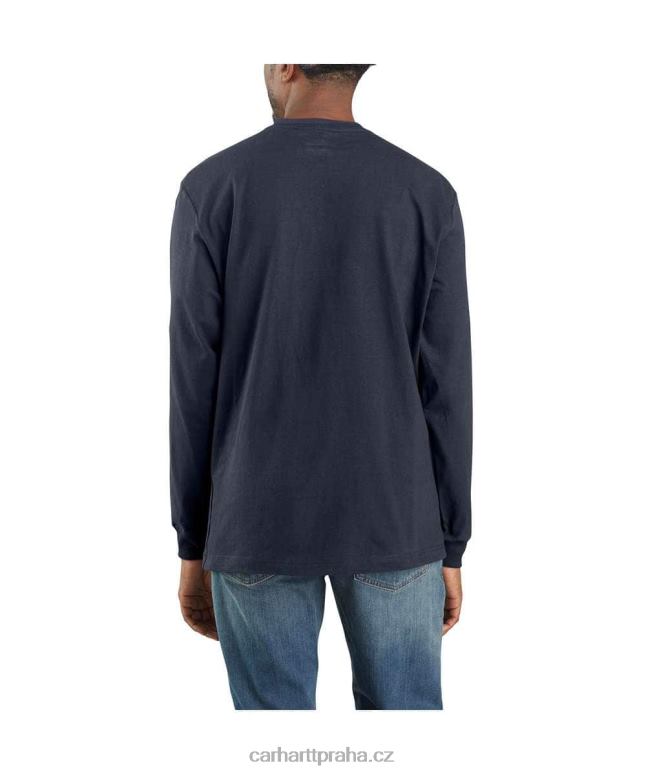 muži tričko volného střihu těžké váhy s dlouhým rukávem a kapsou Carhartt 8BL8V123 Černá
