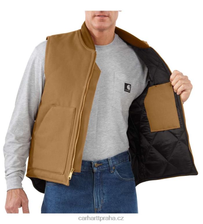 muži uvolněná pevná kachní vesta se zatepleným žebrovaným límcem Carhartt 8BL8V105 Černá