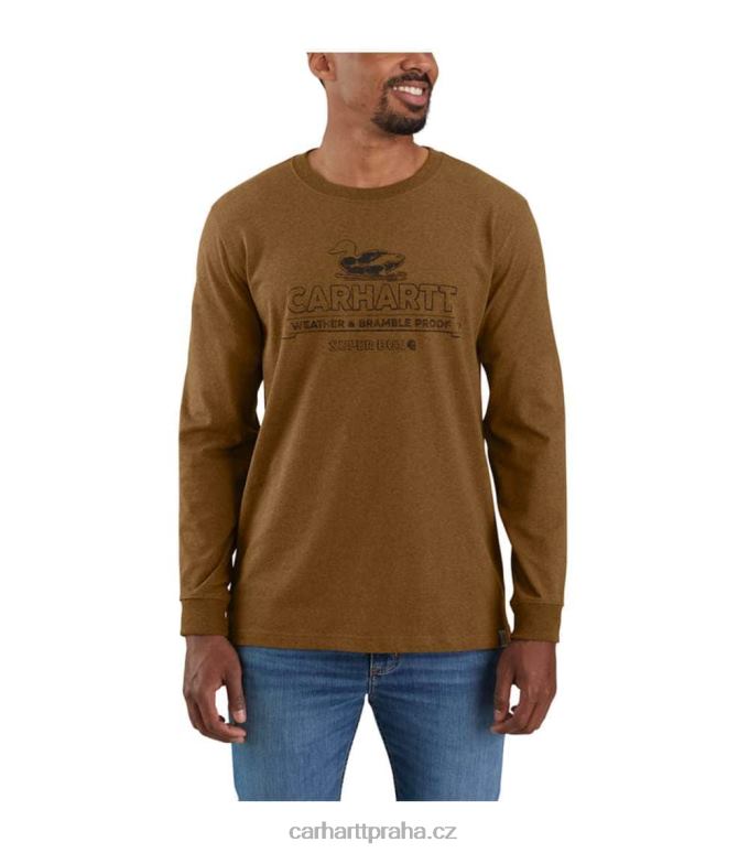 muži uvolněné střihové tričko s dlouhým rukávem a super dux grafikou Carhartt 8BL8V140 Černá