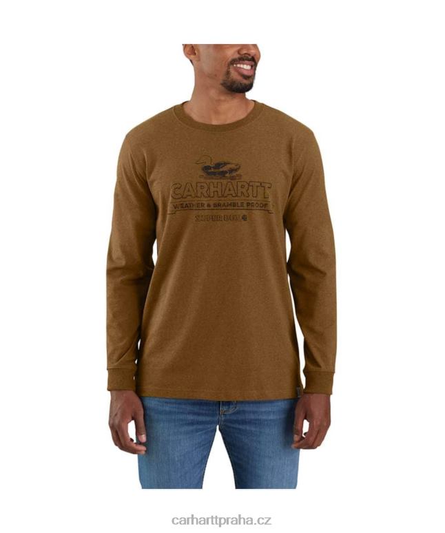 muži uvolněné střihové tričko s dlouhým rukávem a super dux grafikou Carhartt 8BL8V140 Černá