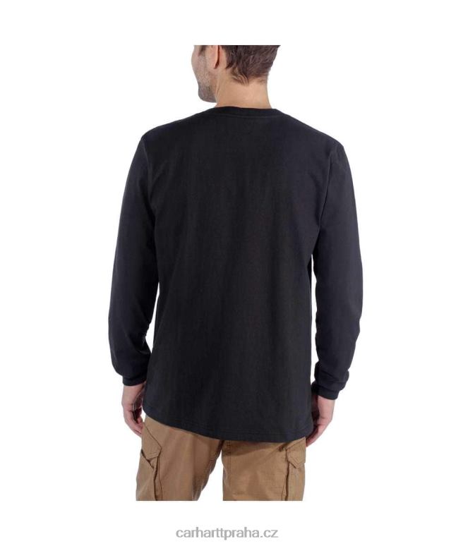 muži uvolněné tričko těžké váhy s dlouhým rukávem a grafickým logem Carhartt 8BL8V128 Černá