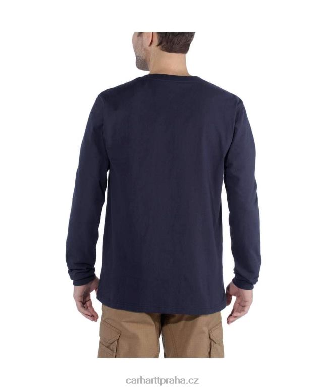 muži uvolněné tričko těžké váhy s dlouhým rukávem a grafickým logem Carhartt 8BL8V128 Černá