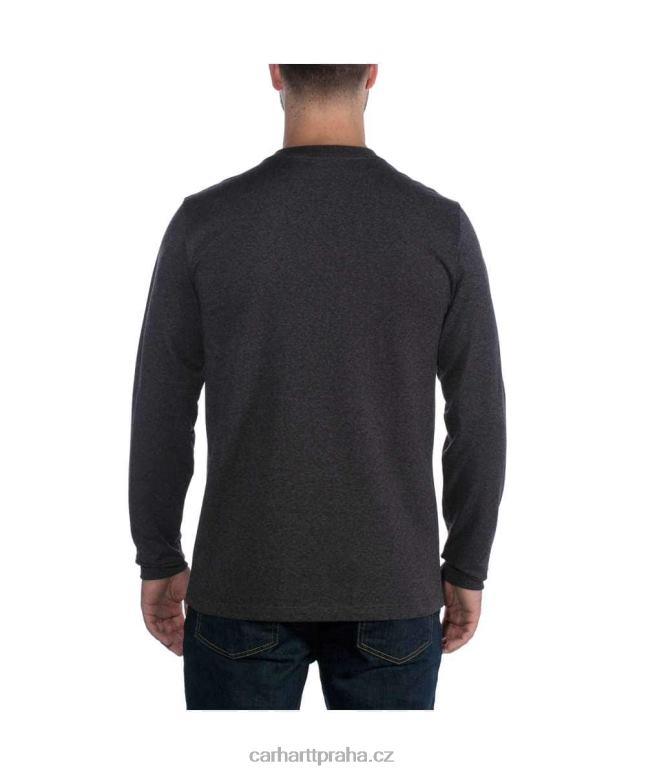 muži uvolněné tričko těžké váhy s dlouhým rukávem a grafickým logem Carhartt 8BL8V128 Černá