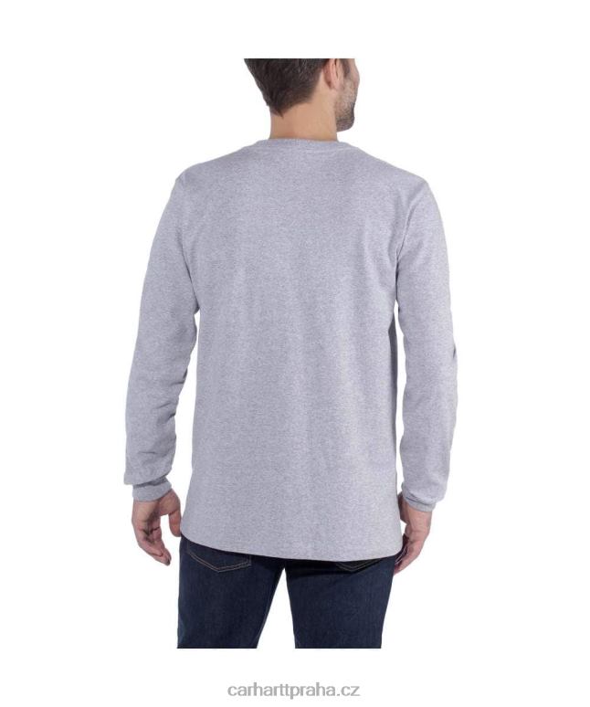 muži uvolněné tričko těžké váhy s dlouhým rukávem a grafickým logem Carhartt 8BL8V128 Černá