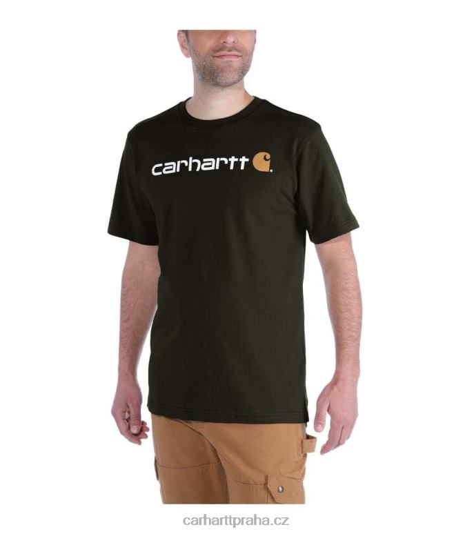 muži uvolněné tričko těžké váhy s krátkým rukávem a grafickým logem Carhartt 8BL8V127 alpský modrý vřes