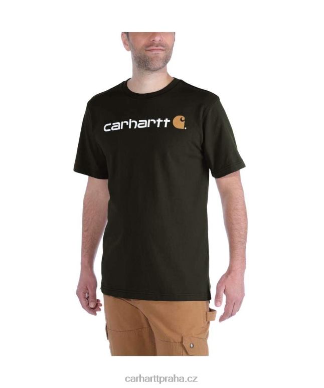 muži uvolněné tričko těžké váhy s krátkým rukávem a grafickým logem Carhartt 8BL8V127 alpský modrý vřes