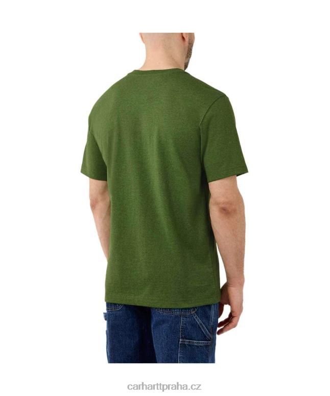 muži uvolněné tričko těžké váhy s krátkým rukávem a grafickým logem Carhartt 8BL8V127 alpský modrý vřes