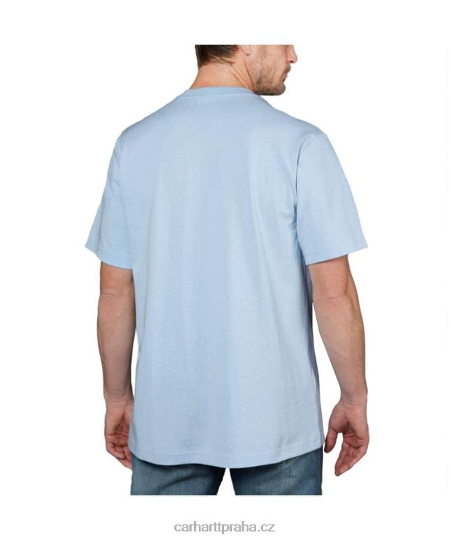 muži uvolněné tričko těžké váhy s krátkým rukávem a grafickým logem Carhartt 8BL8V127 alpský modrý vřes