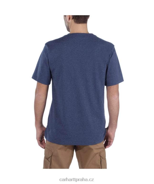 muži uvolněné tričko těžké váhy s krátkým rukávem a grafickým logem Carhartt 8BL8V127 alpský modrý vřes