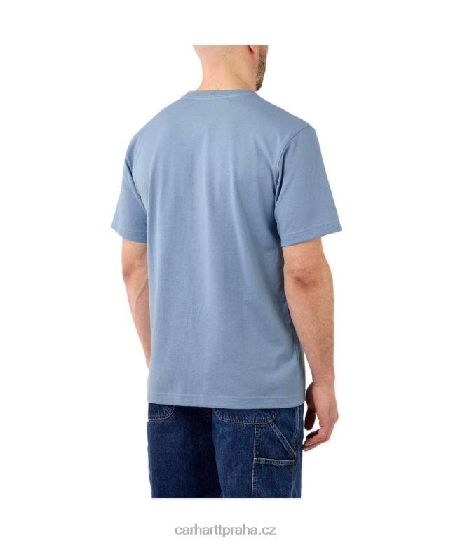 muži uvolněné tričko těžké váhy s krátkým rukávem a grafickým logem Carhartt 8BL8V127 alpský modrý vřes