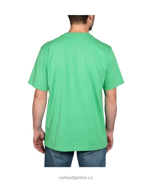 muži uvolněné tričko těžké váhy s krátkým rukávem a grafickým logem Carhartt 8BL8V127 alpský modrý vřes