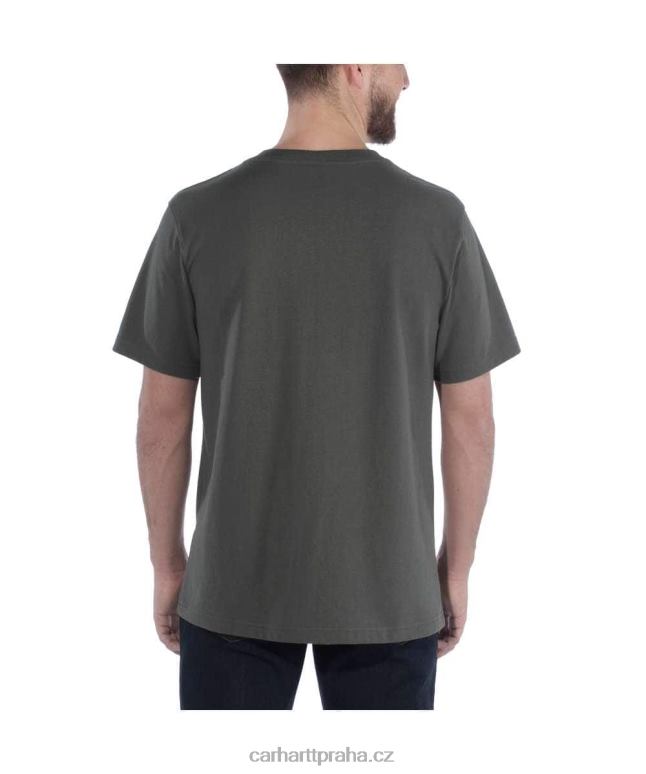 muži uvolněné tričko těžké váhy s krátkým rukávem a grafickým logem Carhartt 8BL8V127 alpský modrý vřes