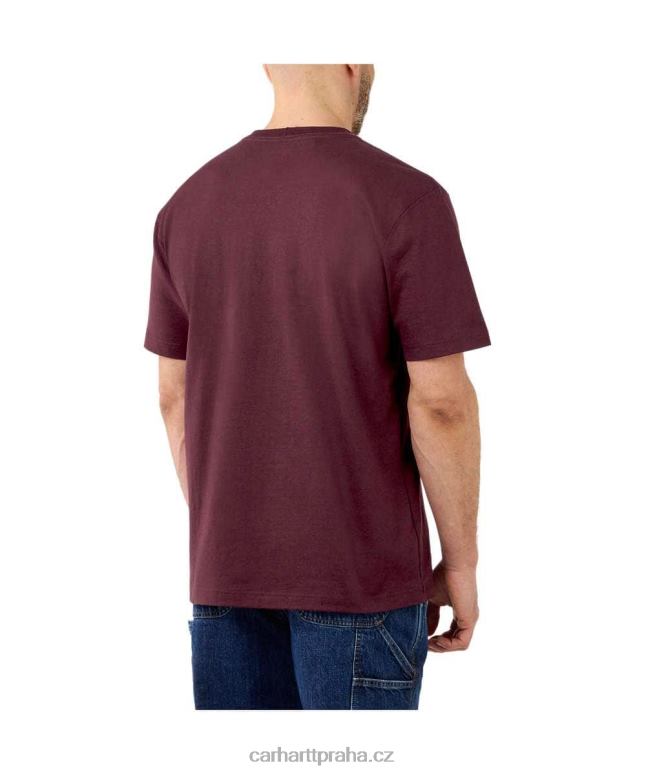 muži uvolněné tričko těžké váhy s krátkým rukávem a grafickým logem Carhartt 8BL8V134 uhlíkový vřes