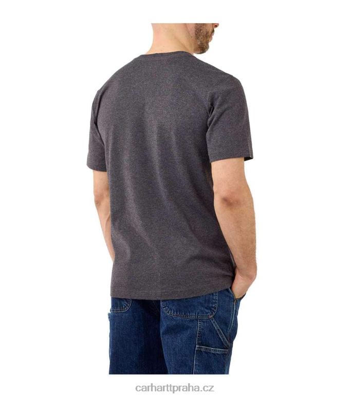 muži uvolněné tričko těžké váhy s krátkým rukávem a grafickým logem Carhartt 8BL8V134 uhlíkový vřes