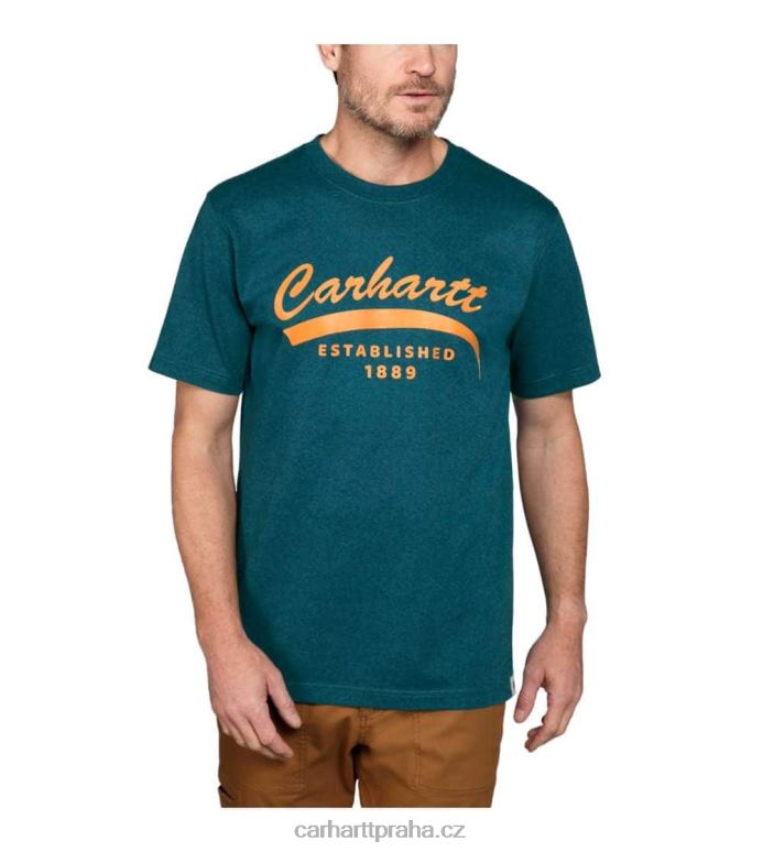 muži uvolněné tričko těžké váhy s krátkým rukávem a grafikou Carhartt 8BL8V118 Černá