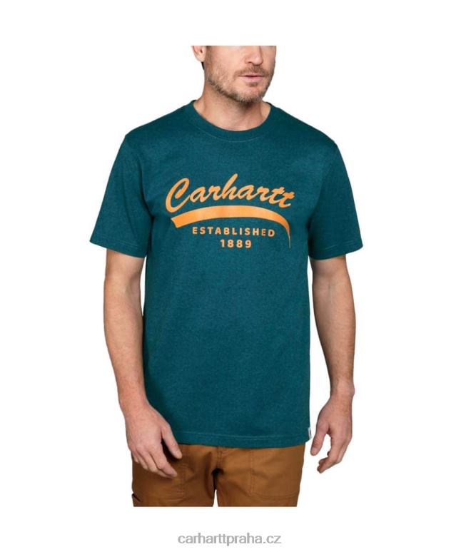 muži uvolněné tričko těžké váhy s krátkým rukávem a grafikou Carhartt 8BL8V118 Černá