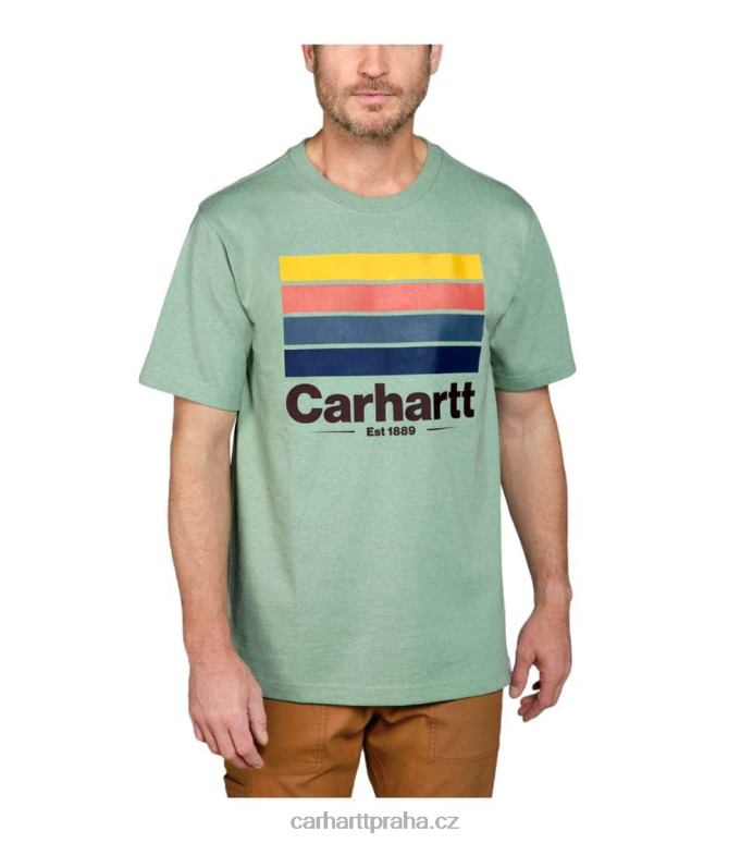 muži uvolněné tričko těžké váhy s krátkým rukávem s grafikou Carhartt 8BL8V120 nefritový vřes