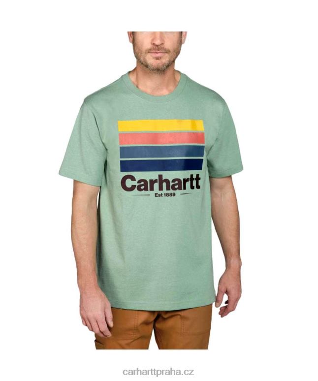 muži uvolněné tričko těžké váhy s krátkým rukávem s grafikou Carhartt 8BL8V120 nefritový vřes