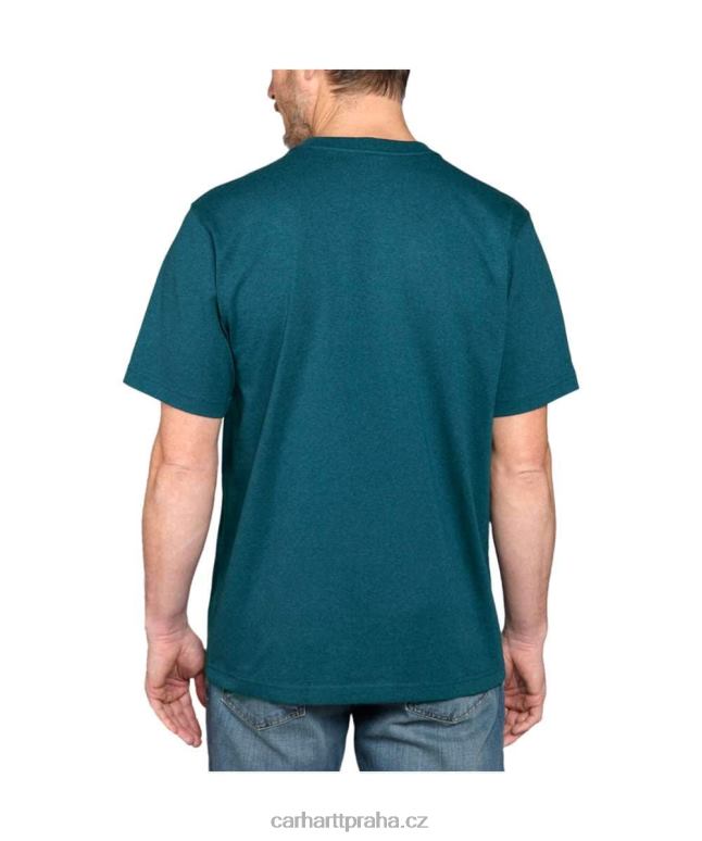muži uvolněné tričko těžké váhy s krátkým rukávem s grafikou Carhartt 8BL8V120 nefritový vřes