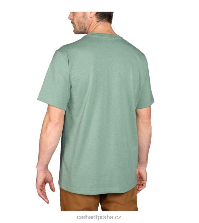 muži uvolněné tričko těžké váhy s krátkým rukávem s grafikou Carhartt 8BL8V120 nefritový vřes