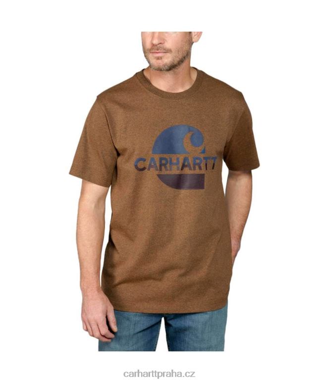muži uvolněného střihu těžké tričko s krátkým rukávem „c“ s grafikou Carhartt 8BL8V119 Černá