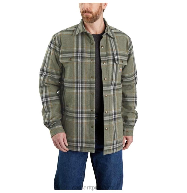 muži uvolněný střih těžké flanelové košile s šerpou podšívkou jac Carhartt 8BL8V31 asfalt
