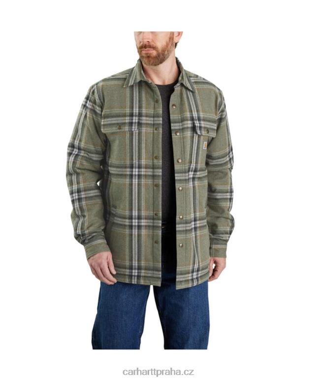 muži uvolněný střih těžké flanelové košile s šerpou podšívkou jac Carhartt 8BL8V31 asfalt