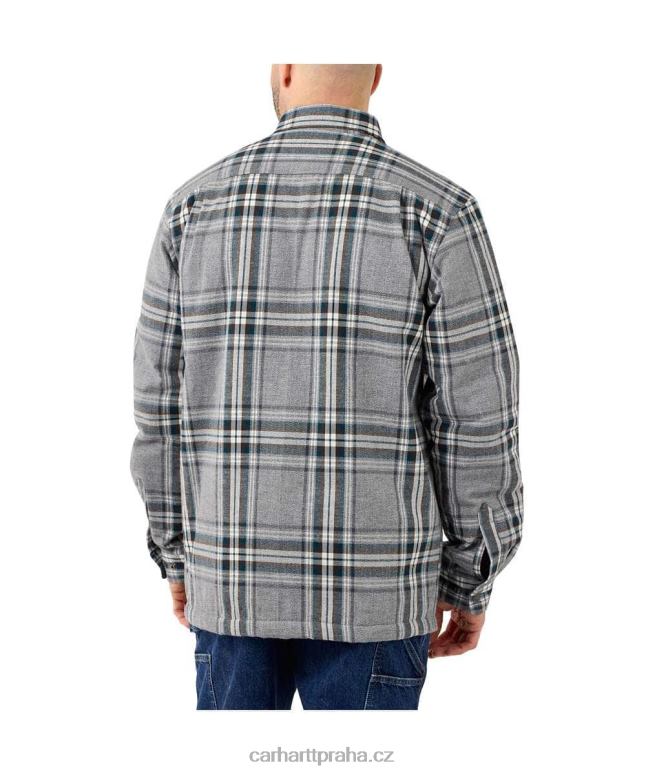 muži uvolněný střih těžké flanelové košile s šerpou podšívkou jac Carhartt 8BL8V31 asfalt