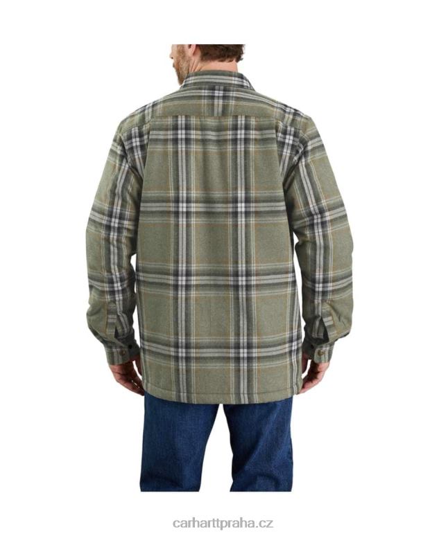 muži uvolněný střih těžké flanelové košile s šerpou podšívkou jac Carhartt 8BL8V31 asfalt