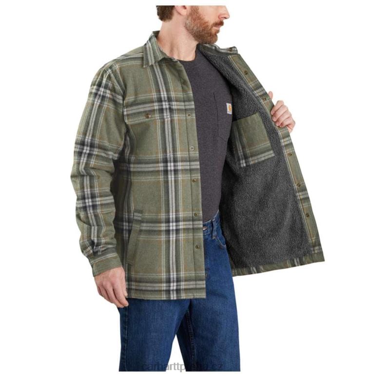 muži uvolněný střih těžké flanelové košile s šerpou podšívkou jac Carhartt 8BL8V31 asfalt