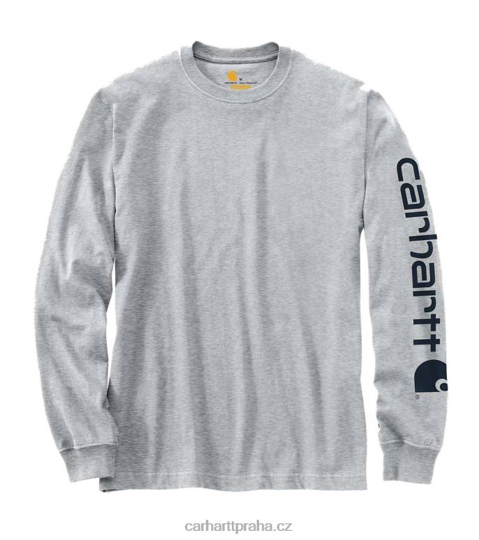 muži uvolněný střih těžké tričko s dlouhým rukávem a grafickým logem na rukávu Carhartt 8BL8V130 Černá