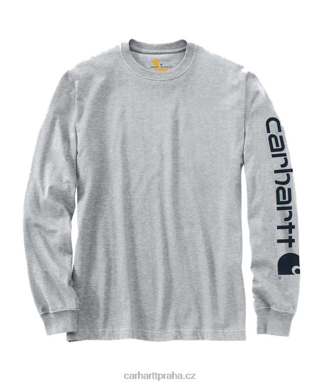 muži uvolněný střih těžké tričko s dlouhým rukávem a grafickým logem na rukávu Carhartt 8BL8V130 Černá