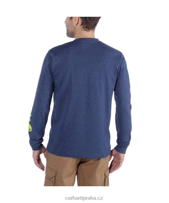 muži uvolněný střih těžké tričko s dlouhým rukávem a grafickým logem na rukávu Carhartt 8BL8V130 Černá