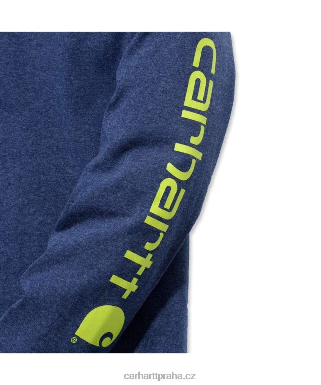 muži uvolněný střih těžké tričko s dlouhým rukávem a grafickým logem na rukávu Carhartt 8BL8V130 Černá