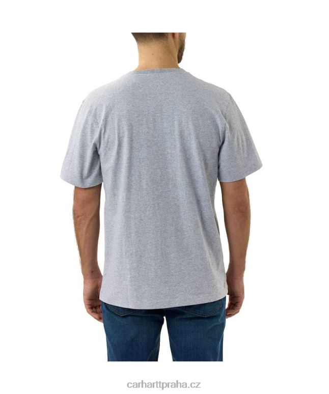 muži uvolněný střih těžkého trička s camo kapsou a krátkým rukávem Carhartt 8BL8V135 vřesově šedá