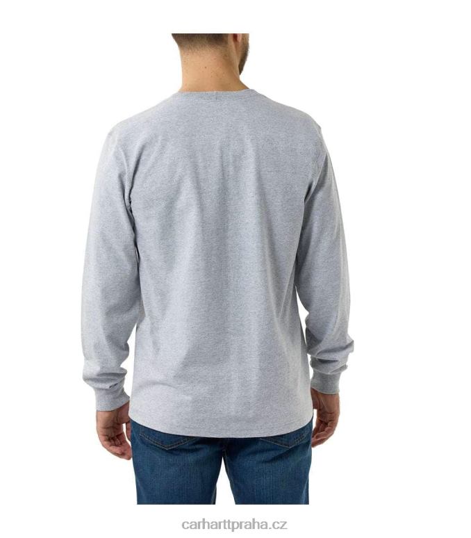 muži uvolněný střih těžkého trička s dlouhým rukávem s grafikou Carhartt 8BL8V143 vřesově šedá