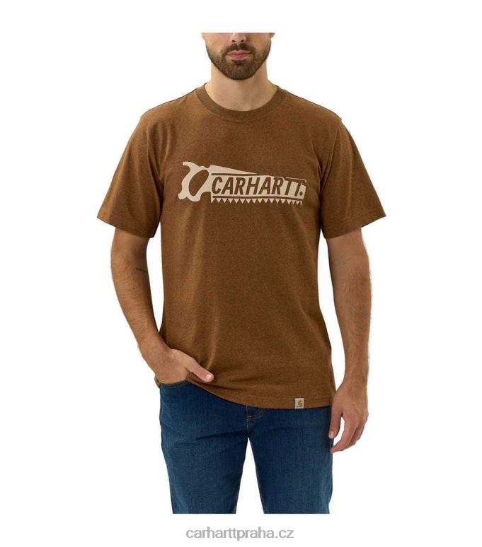 muži uvolněný střih těžkého trička s krátkým rukávem Carhartt 8BL8V138 uhlíkový vřes