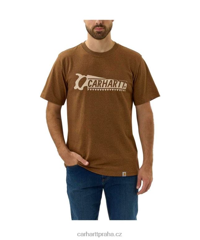 muži uvolněný střih těžkého trička s krátkým rukávem Carhartt 8BL8V138 uhlíkový vřes